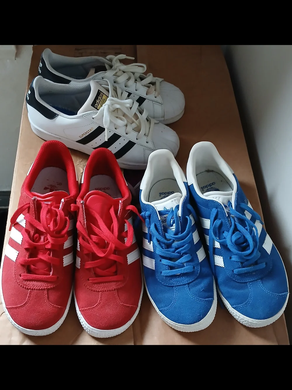 adidas Kids Sneakers Trio in White, Red & Blue